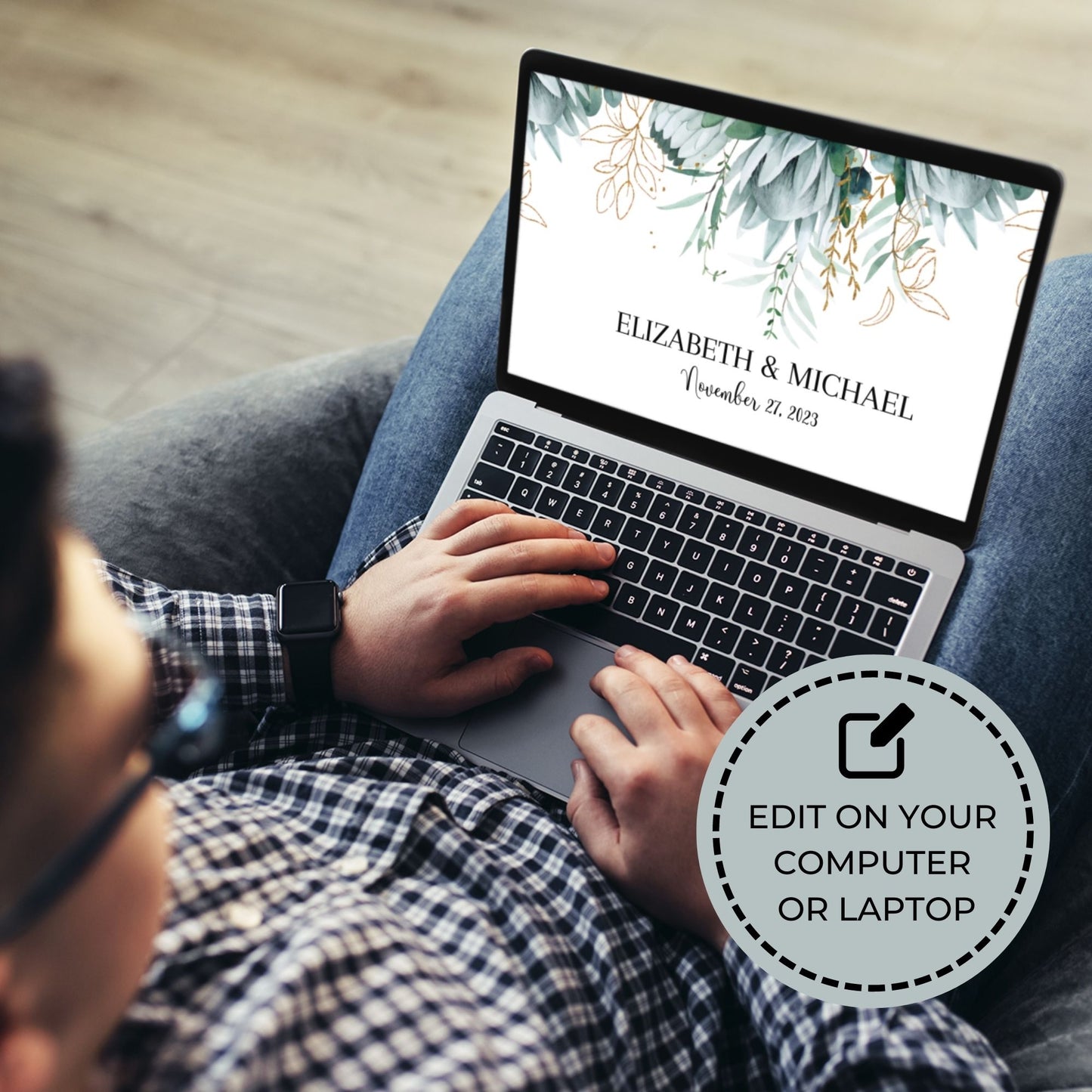 Water Bottle Label Template - Greenery