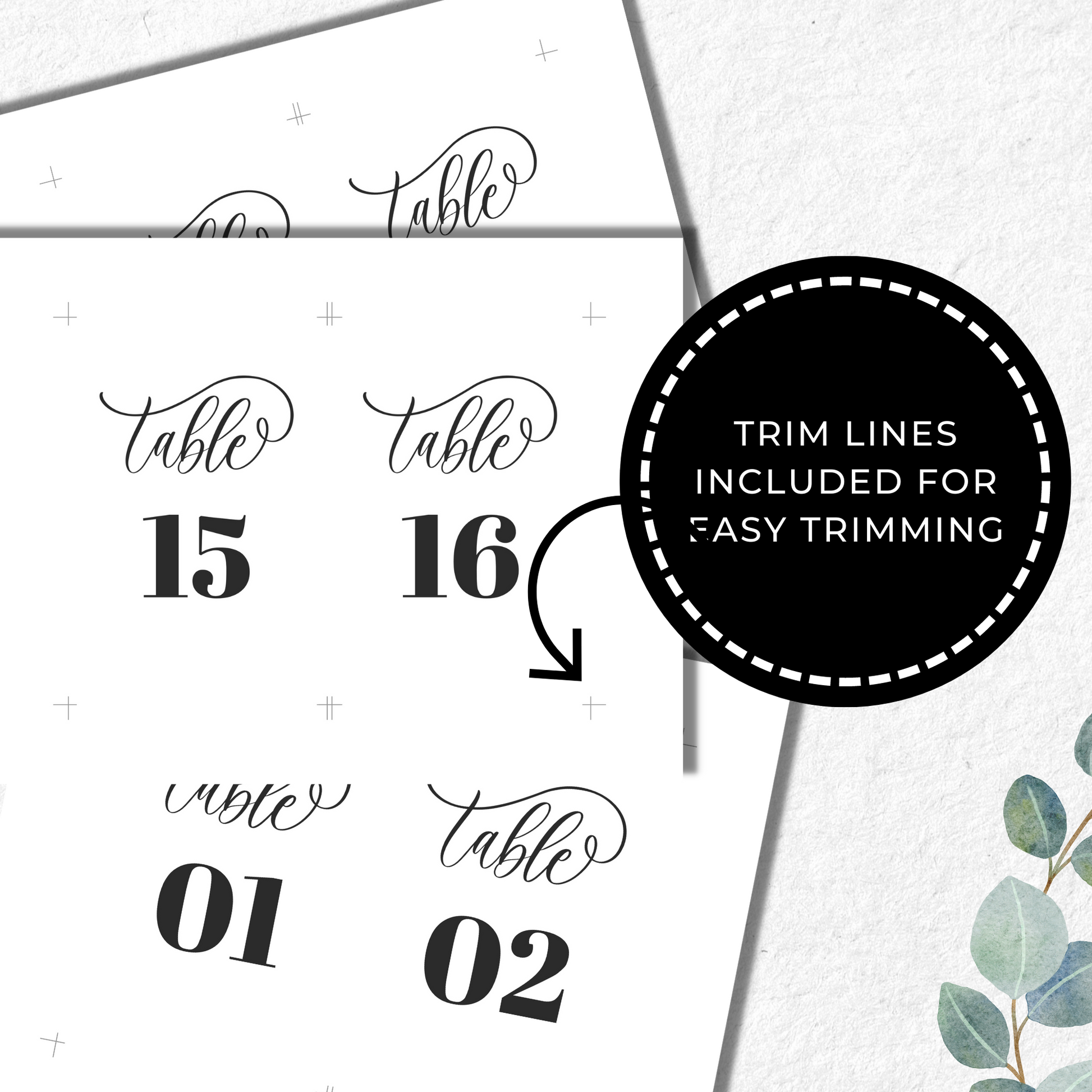Wedding Table Numbers Printable - Table 1-25