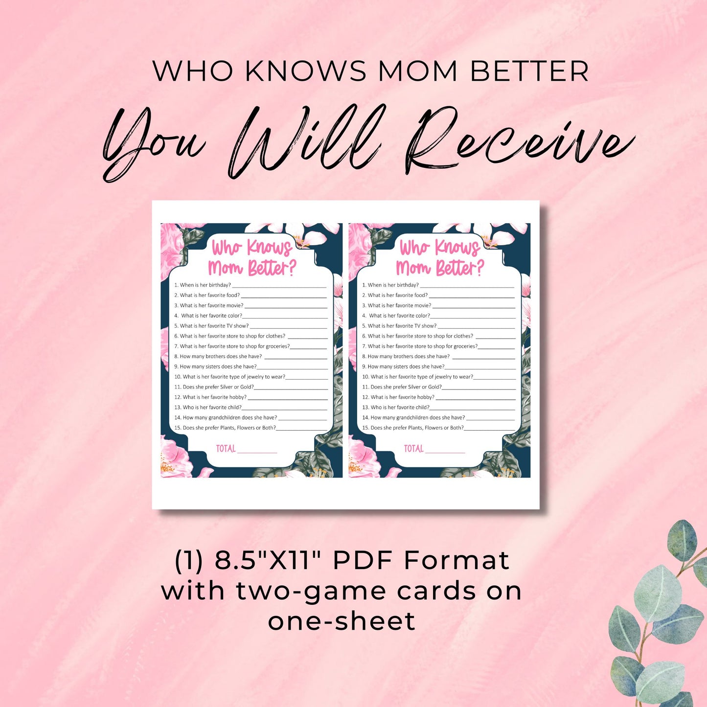 Printable Mother's Day Bundle Banner and Family Game