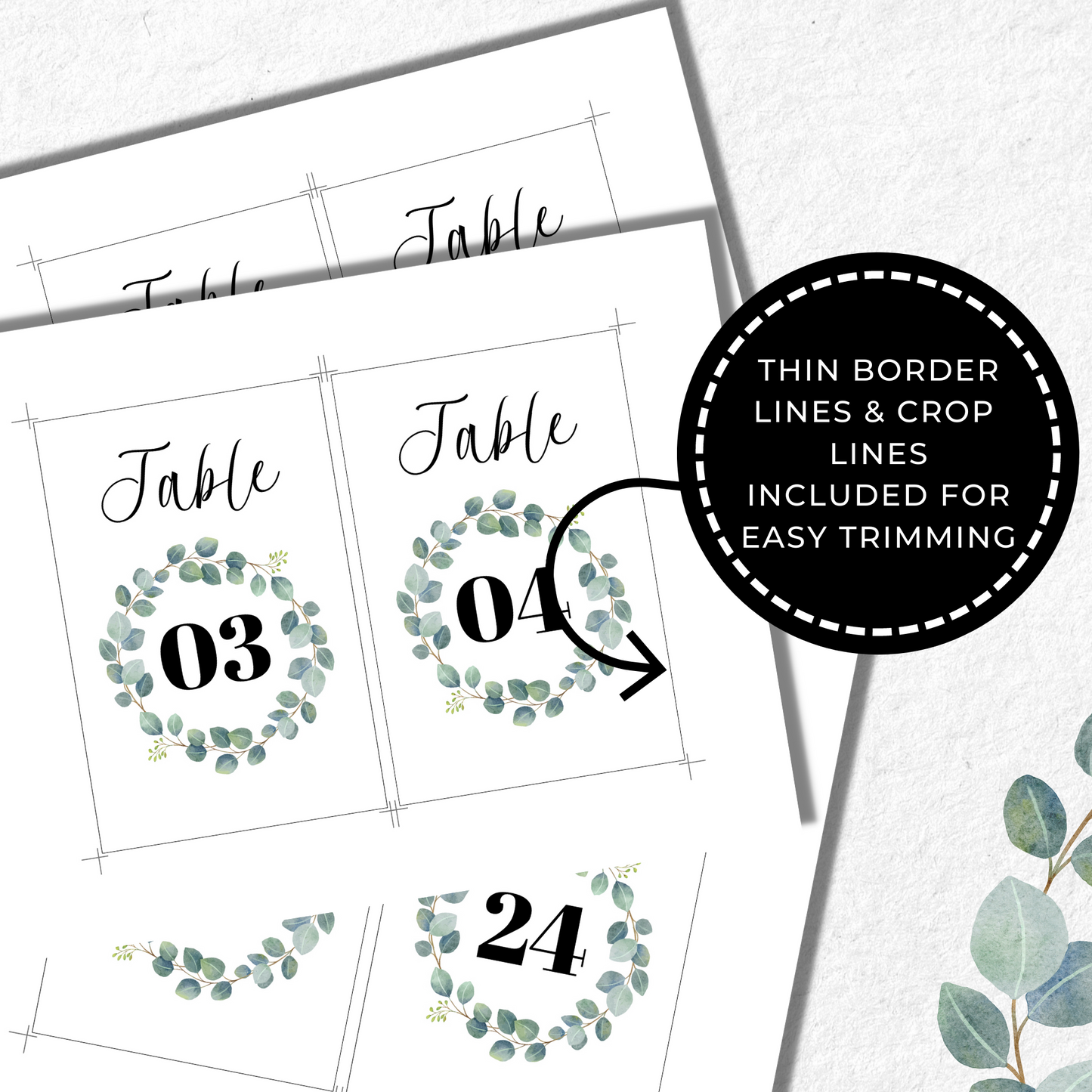 Wedding Table Numbers Printable - Table 1-25