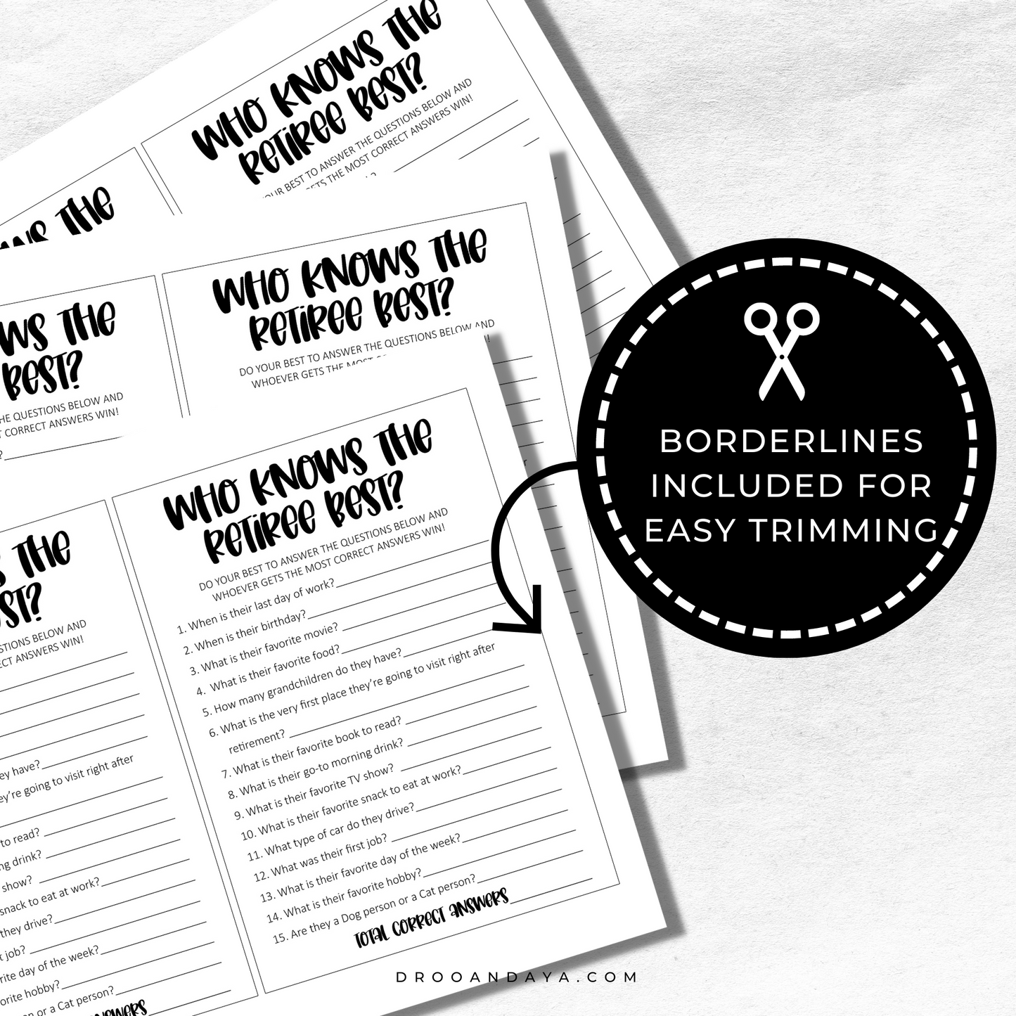 Who Knows the Retiree Best Retirement Party Game Printable - Droo & Aya