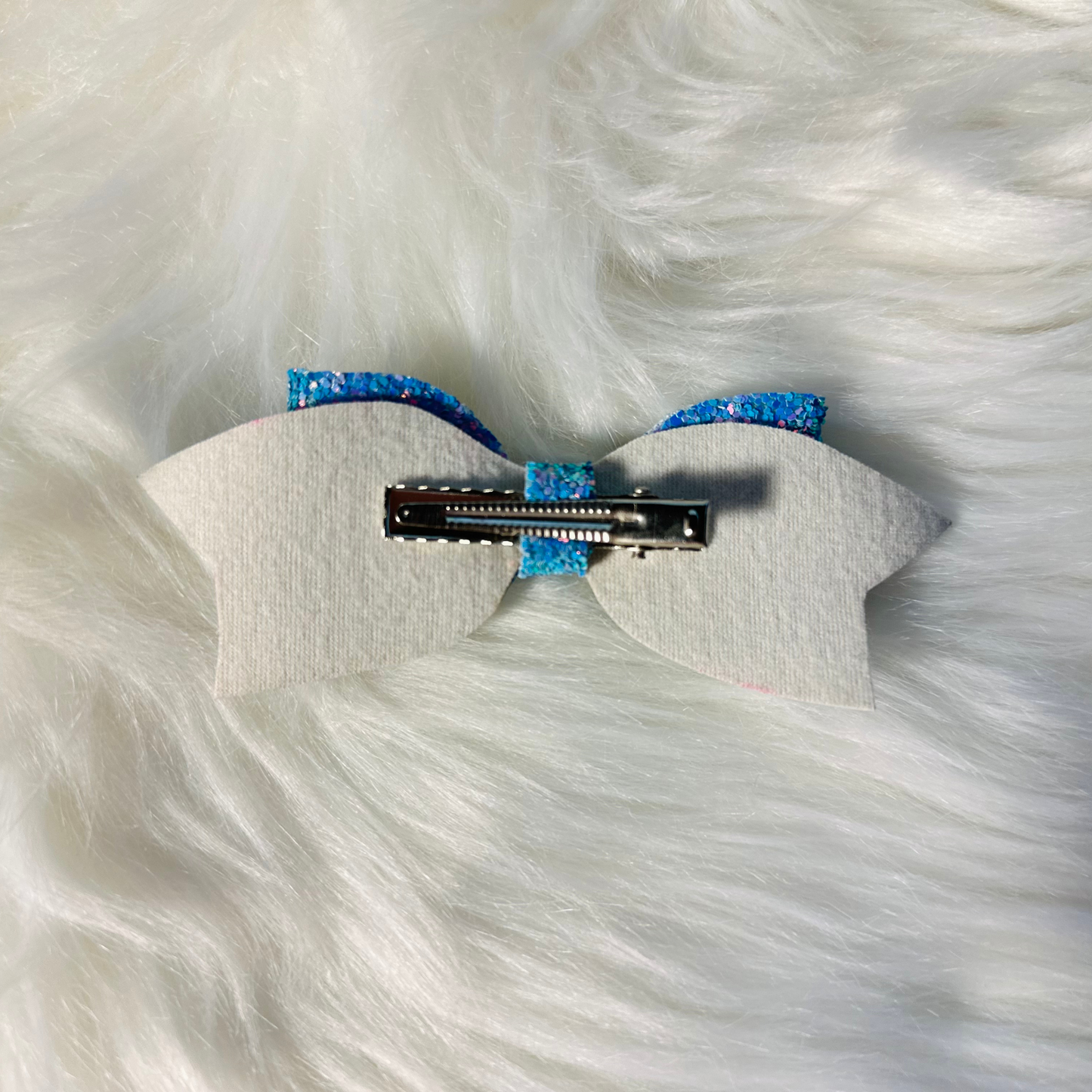 Blue Sparkle Handmade Faux Leather Hairbow