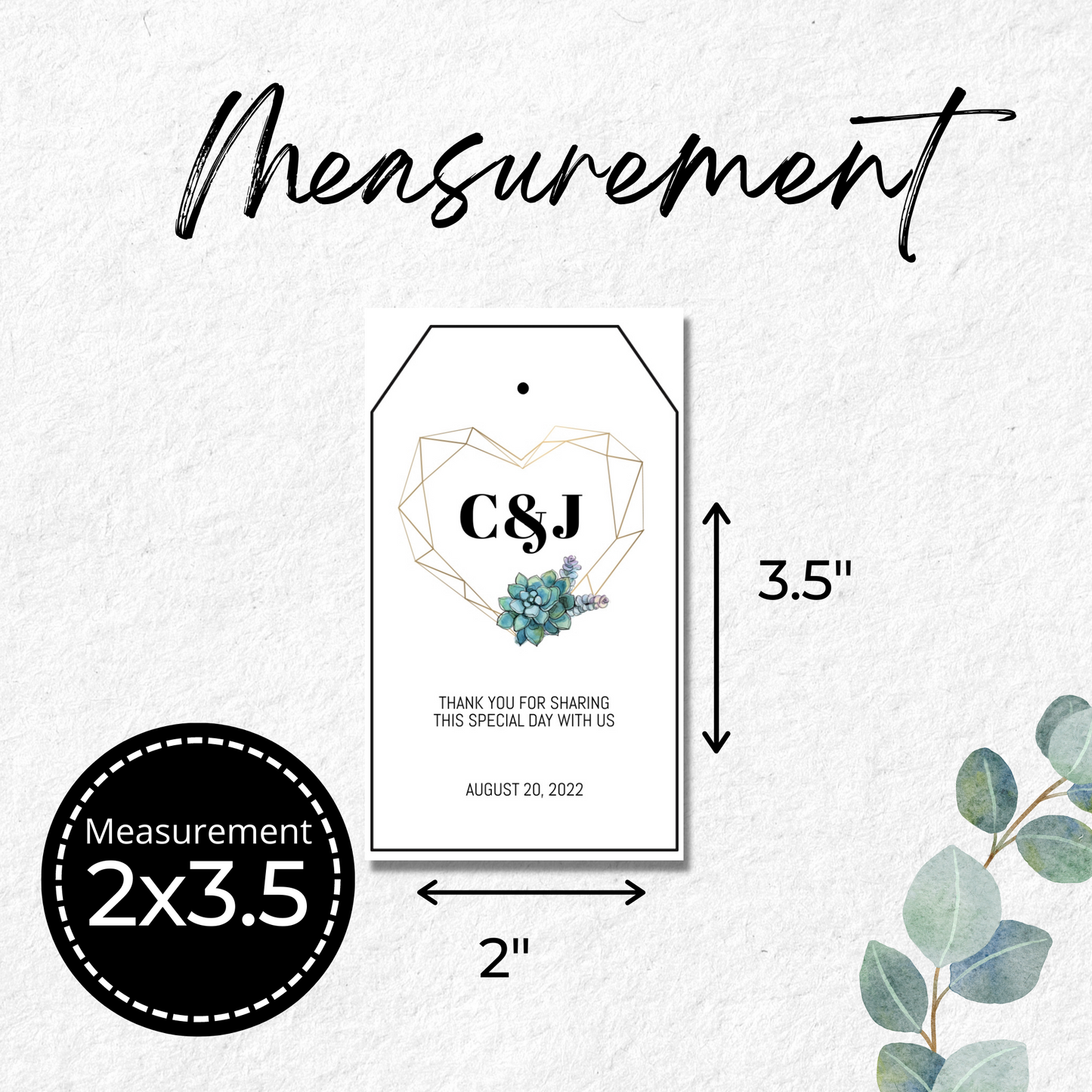 Succulent Wedding Favor Tag Template