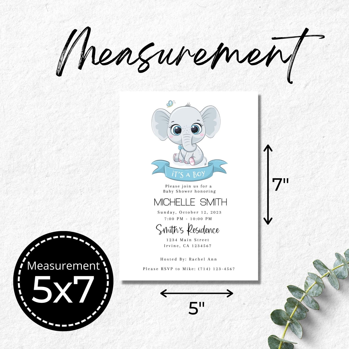 Baby Elephant Baby Shower Invitation Template