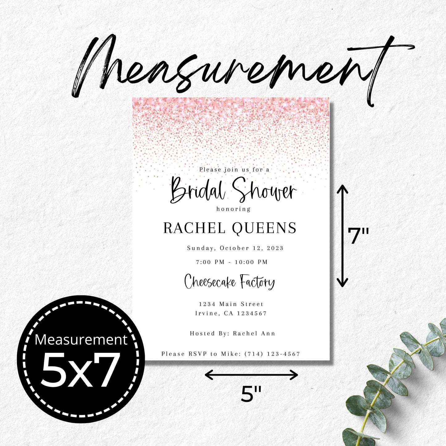 Pink Glittered Bridal Shower Invitation Template