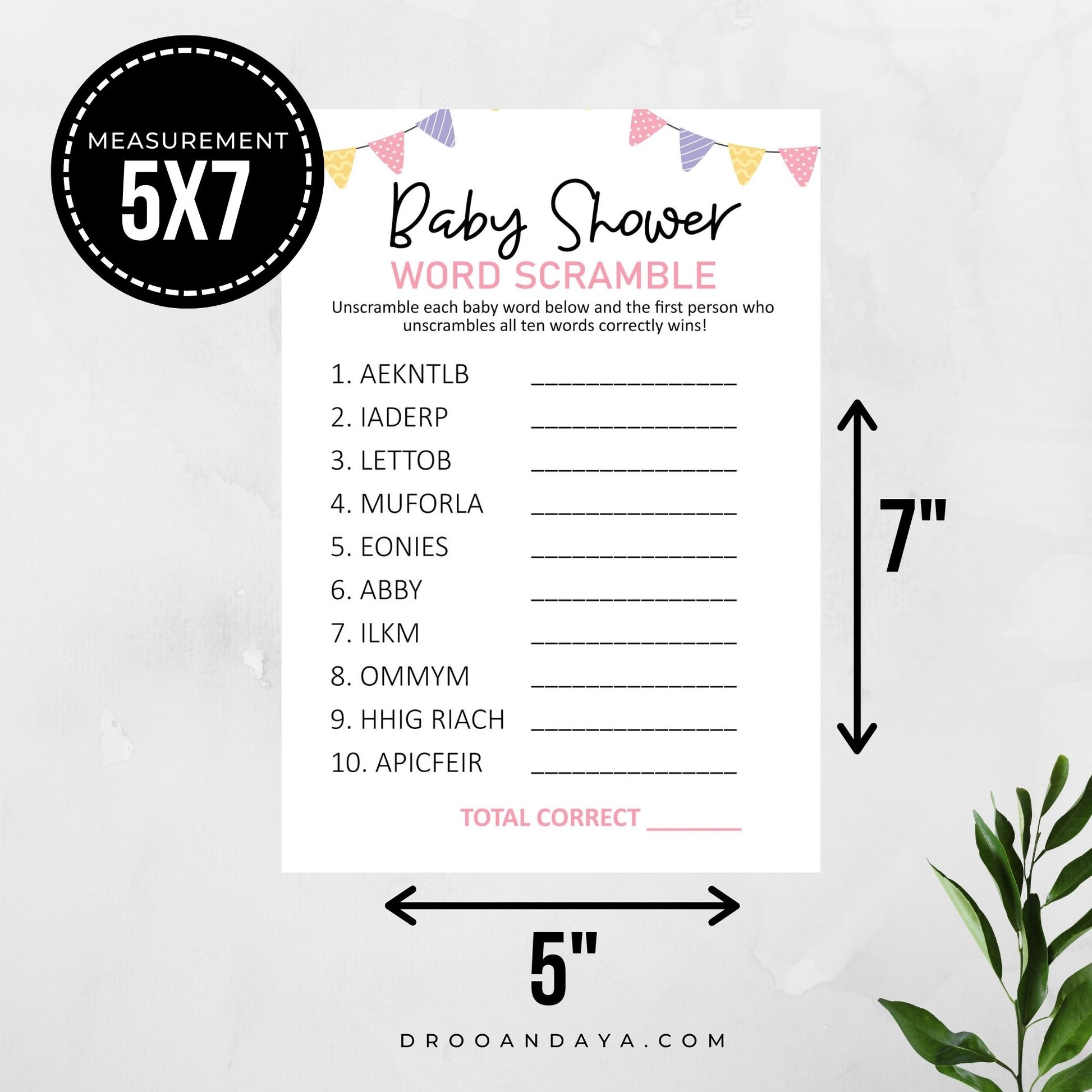 Scramble Baby Shower Game Printable - Pastel Color Theme - Droo & Aya
