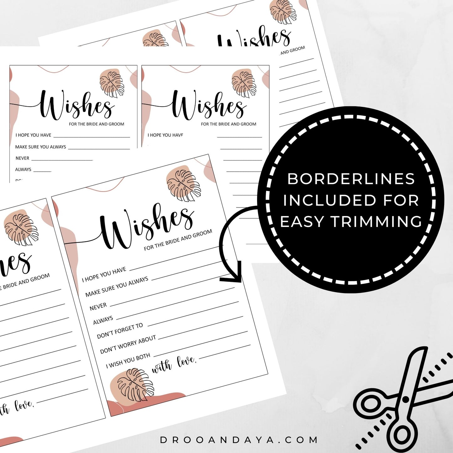 Wishes for the Bride and Groom Printable - Aesthetic - Droo & Aya