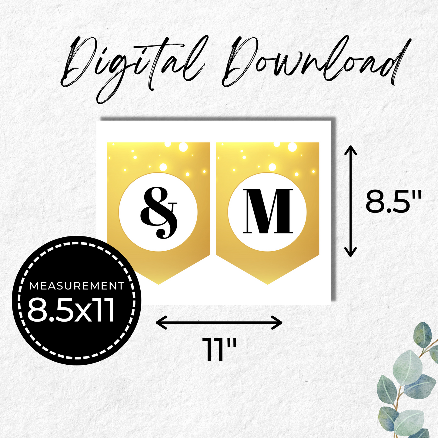 Mr and Mrs Wedding Banner Printable - Gold