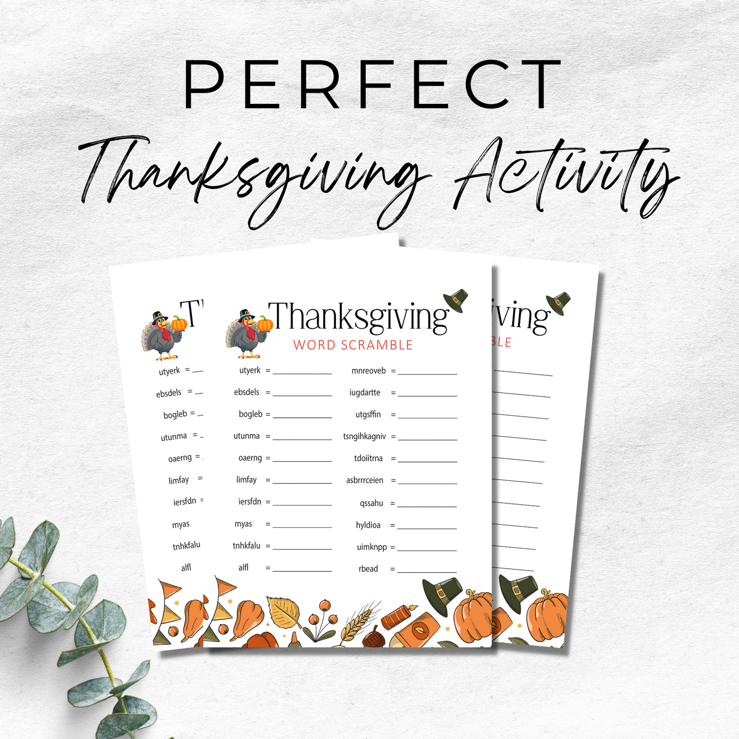 Thanksgiving Game Word Scramble Printable