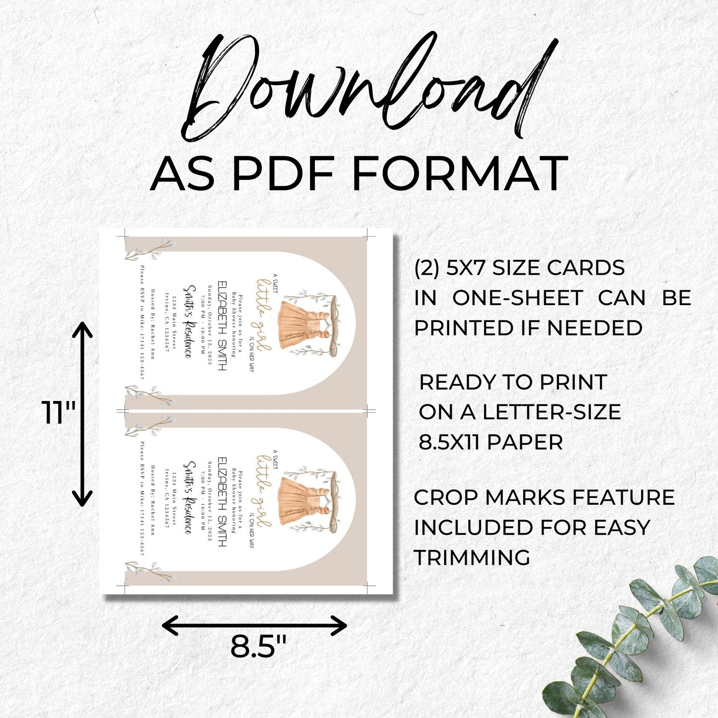 A Sweet Little Girl is On Her Way Baby Shower Invitation Template