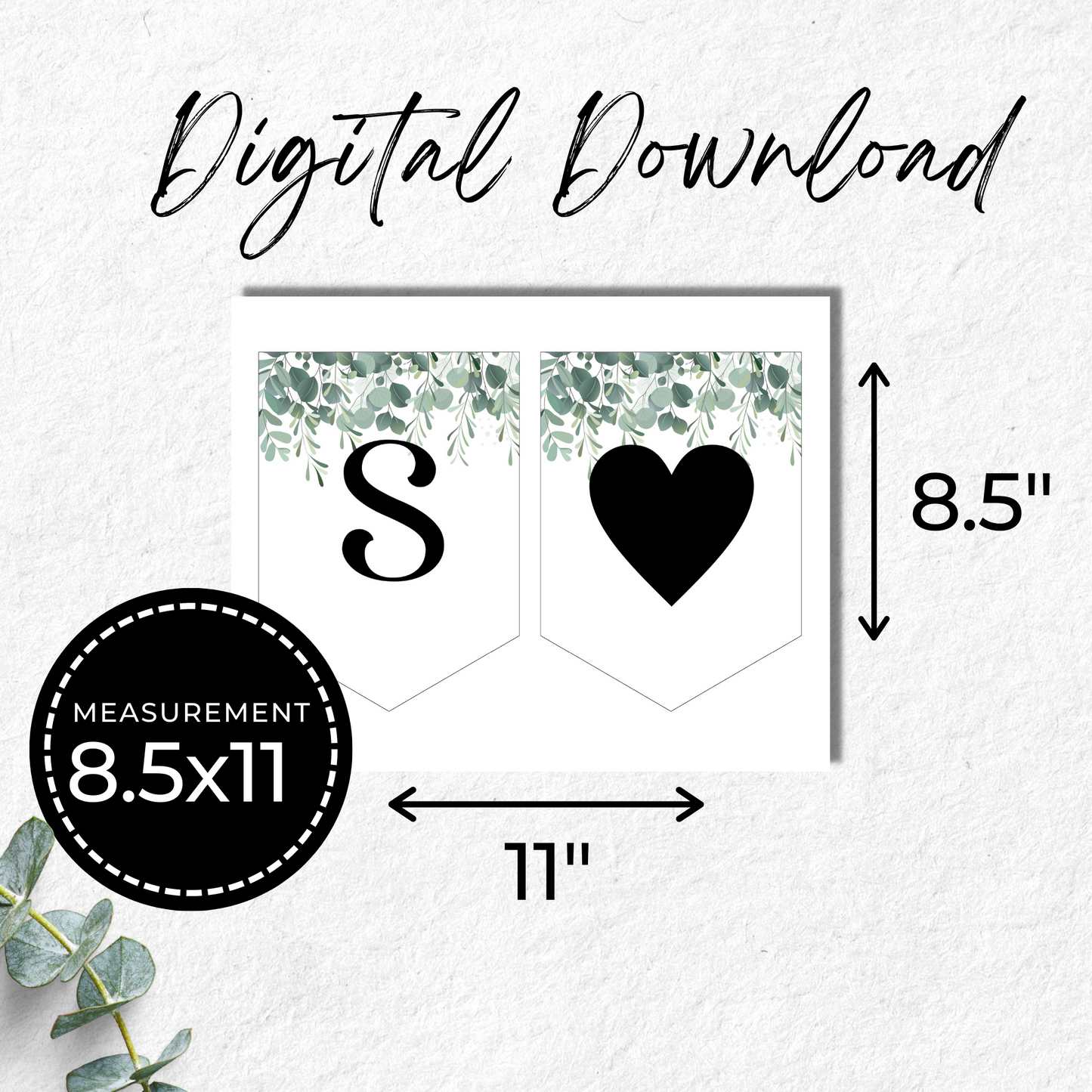 Mr and Mrs Wedding Burlap Eucalyptus - PDF Printable