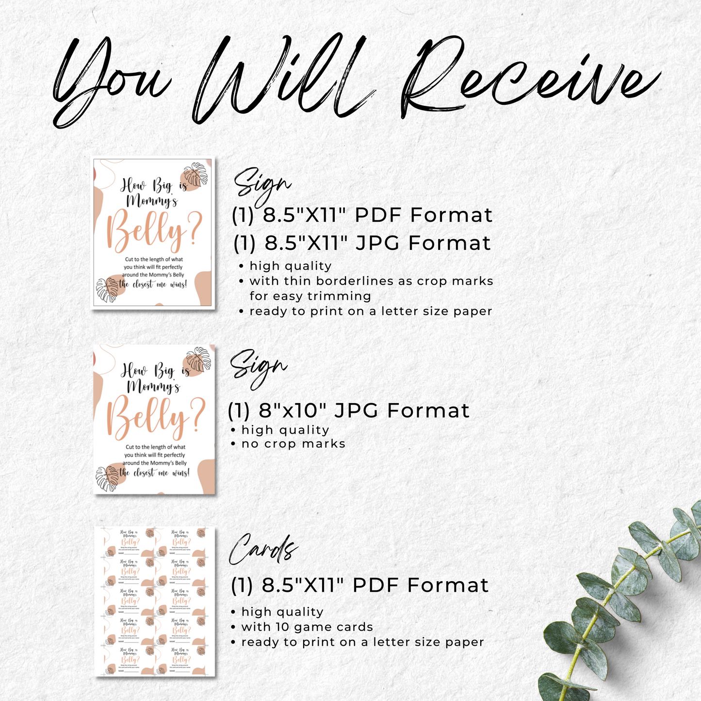 Aesthetic Printable How Big is Mommy's Belly Sign and Cards