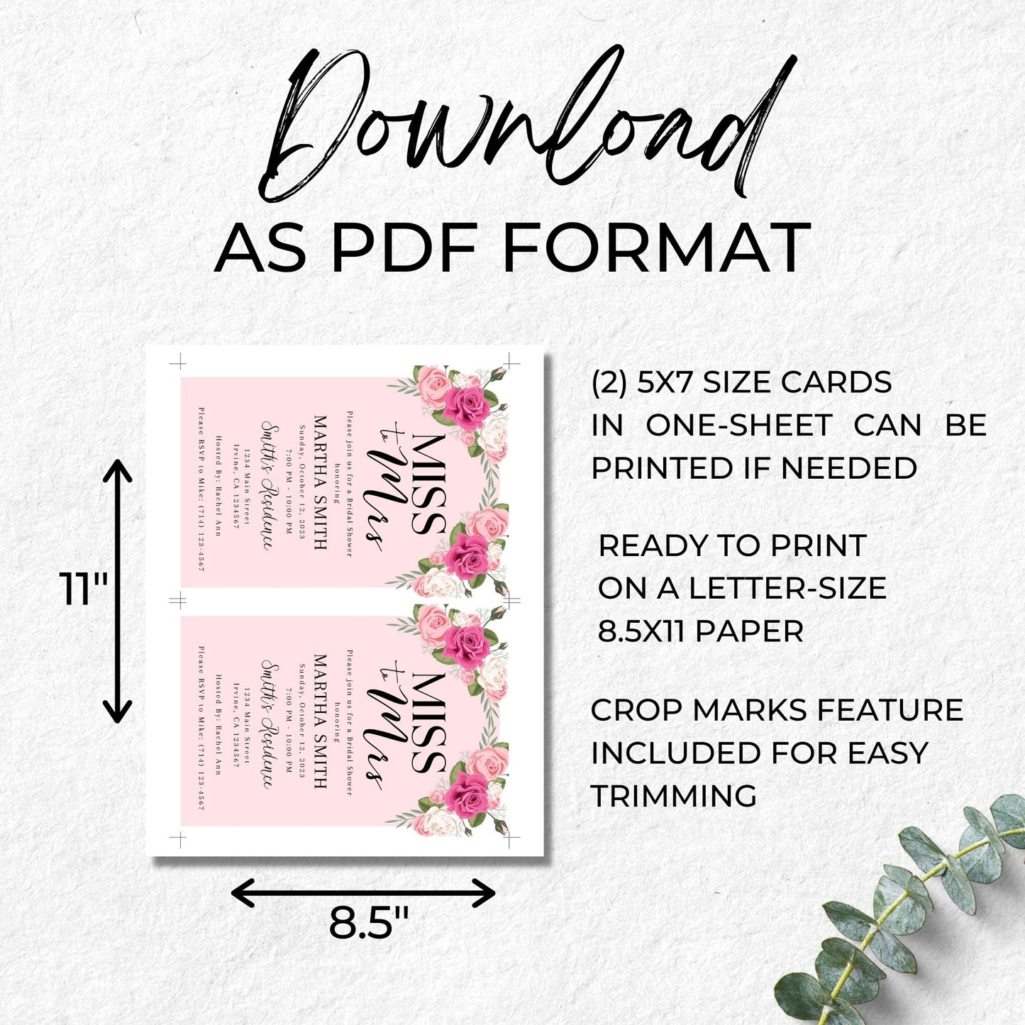Miss to Mrs Invitation Template