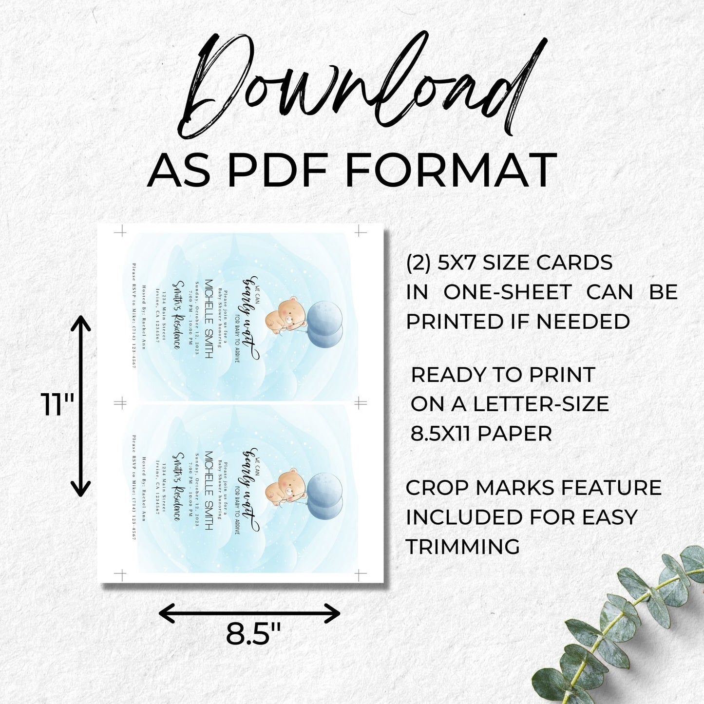 We Can Bearly Wait Baby Shower Invitation Template