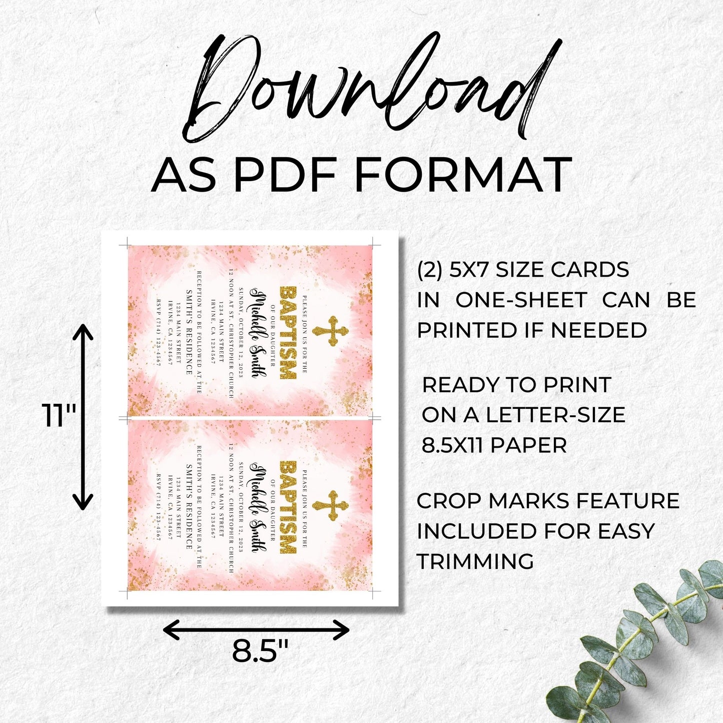 Baptism Invitation Template for a Girl