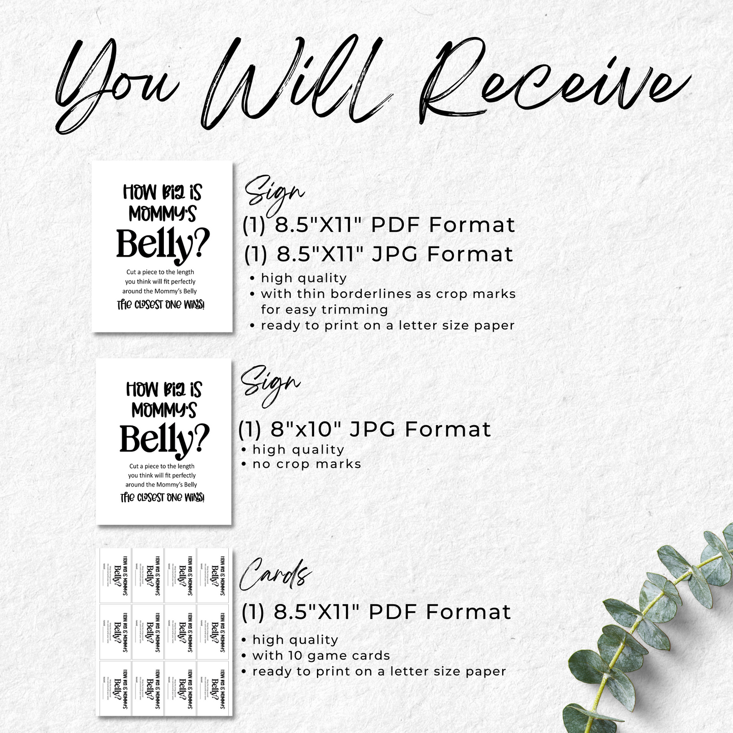 Minimalist How Big is Mommy's Belly Game Printable