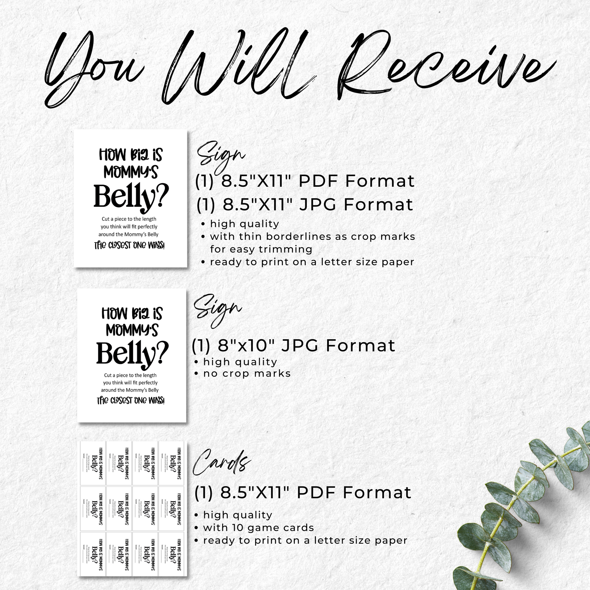Minimalist How Big is Mommy's Belly Game Printable