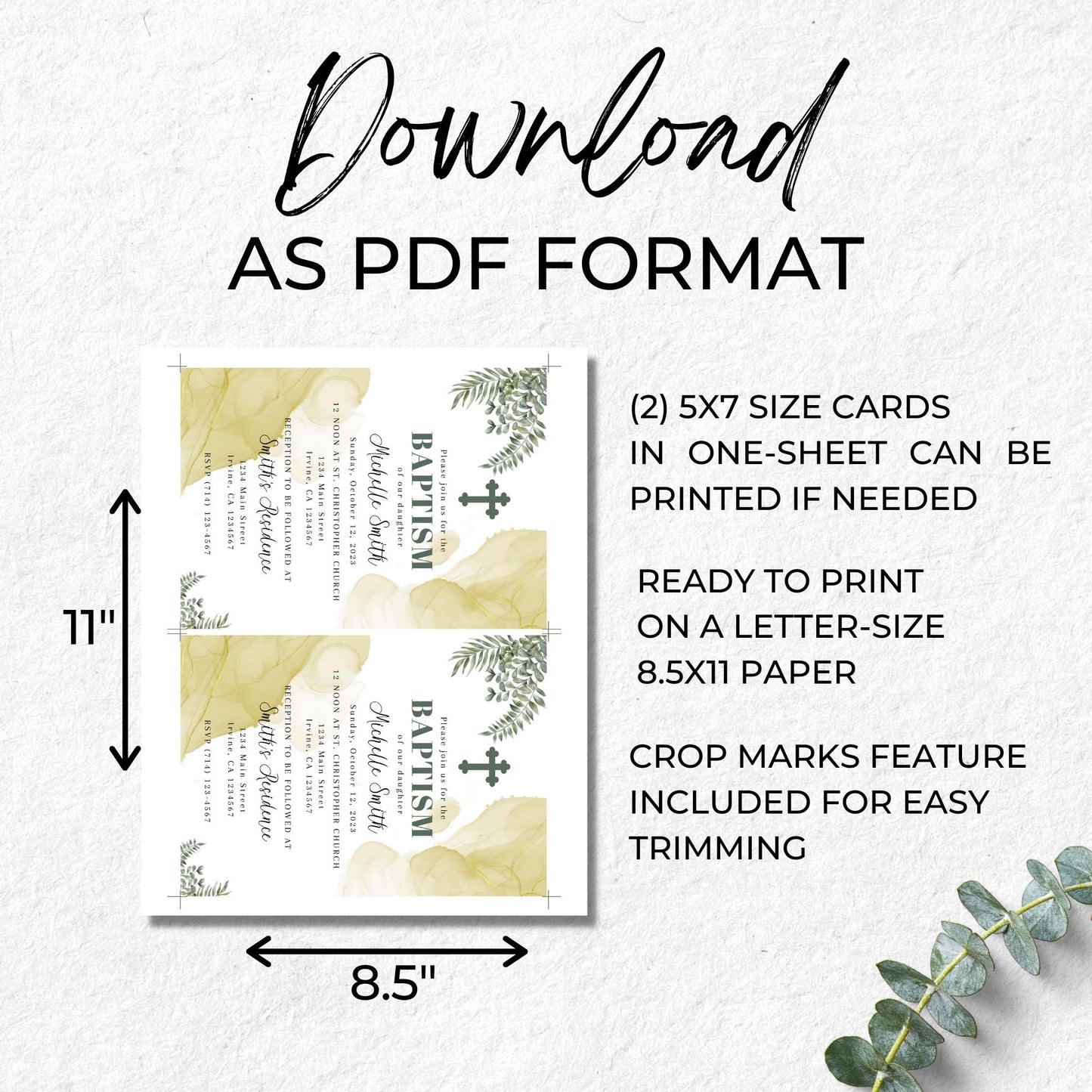 Baptism Invitation Template for a Girl