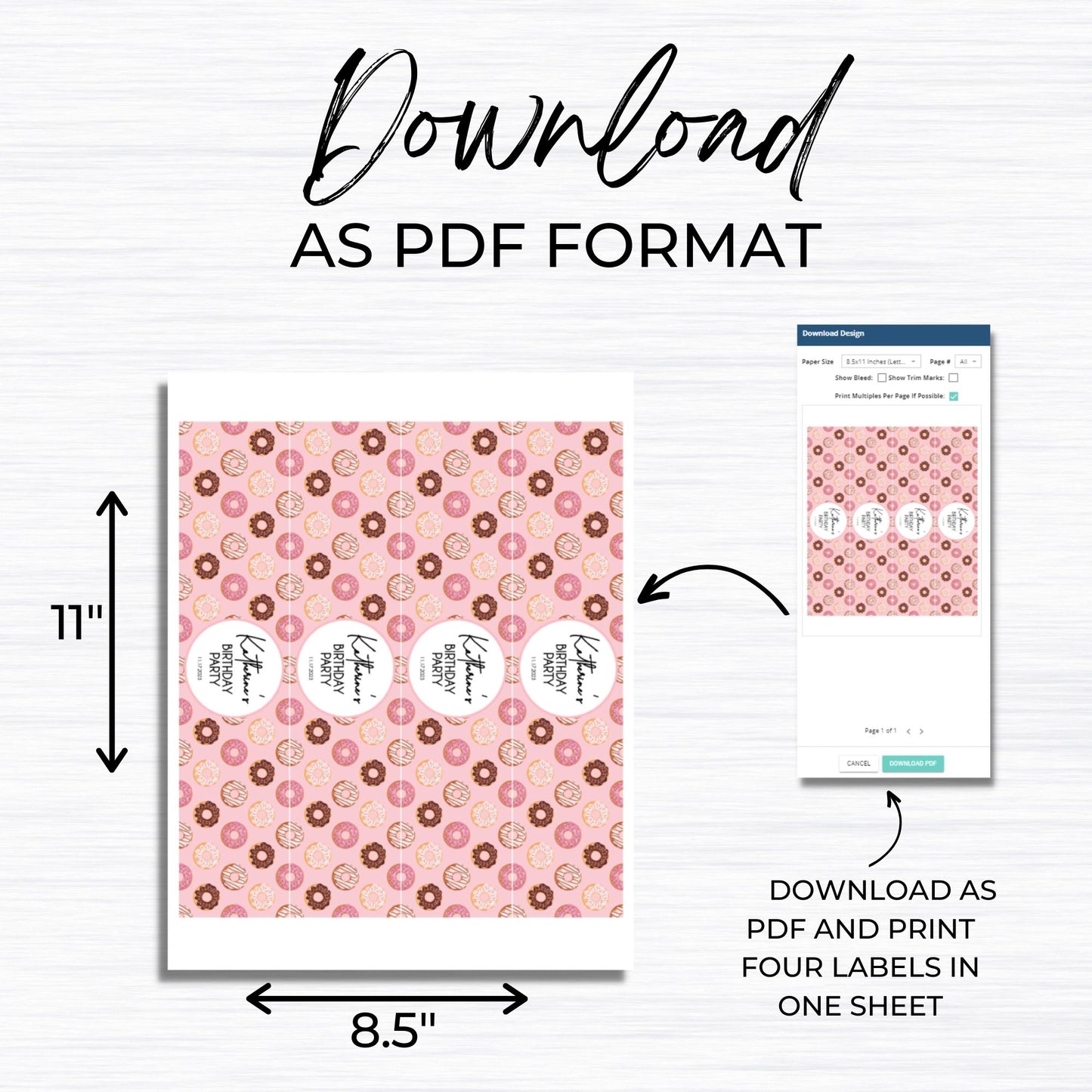 Donut Water Bottle Label Template