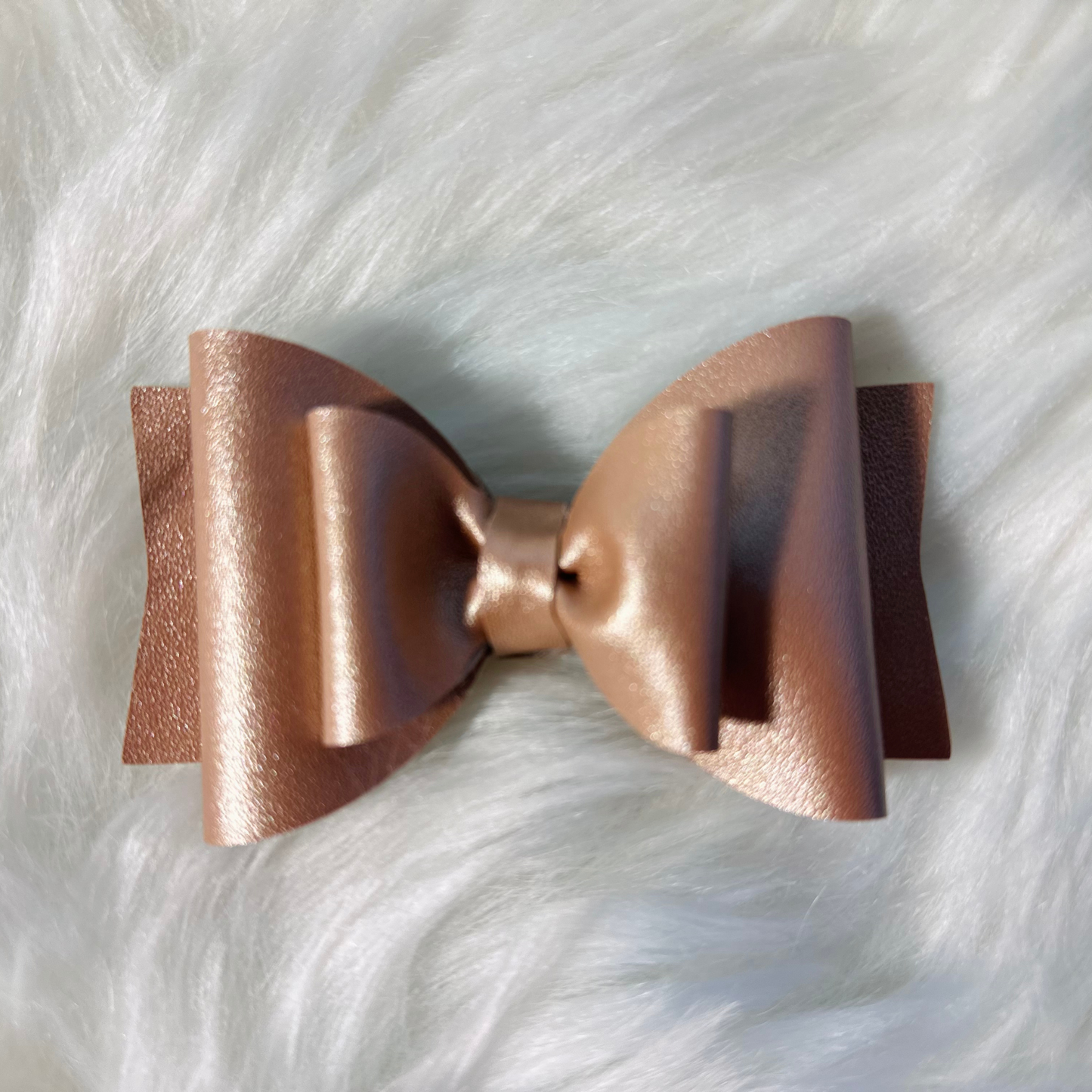 Rose Gold Handmade Faux Leather Hairbow