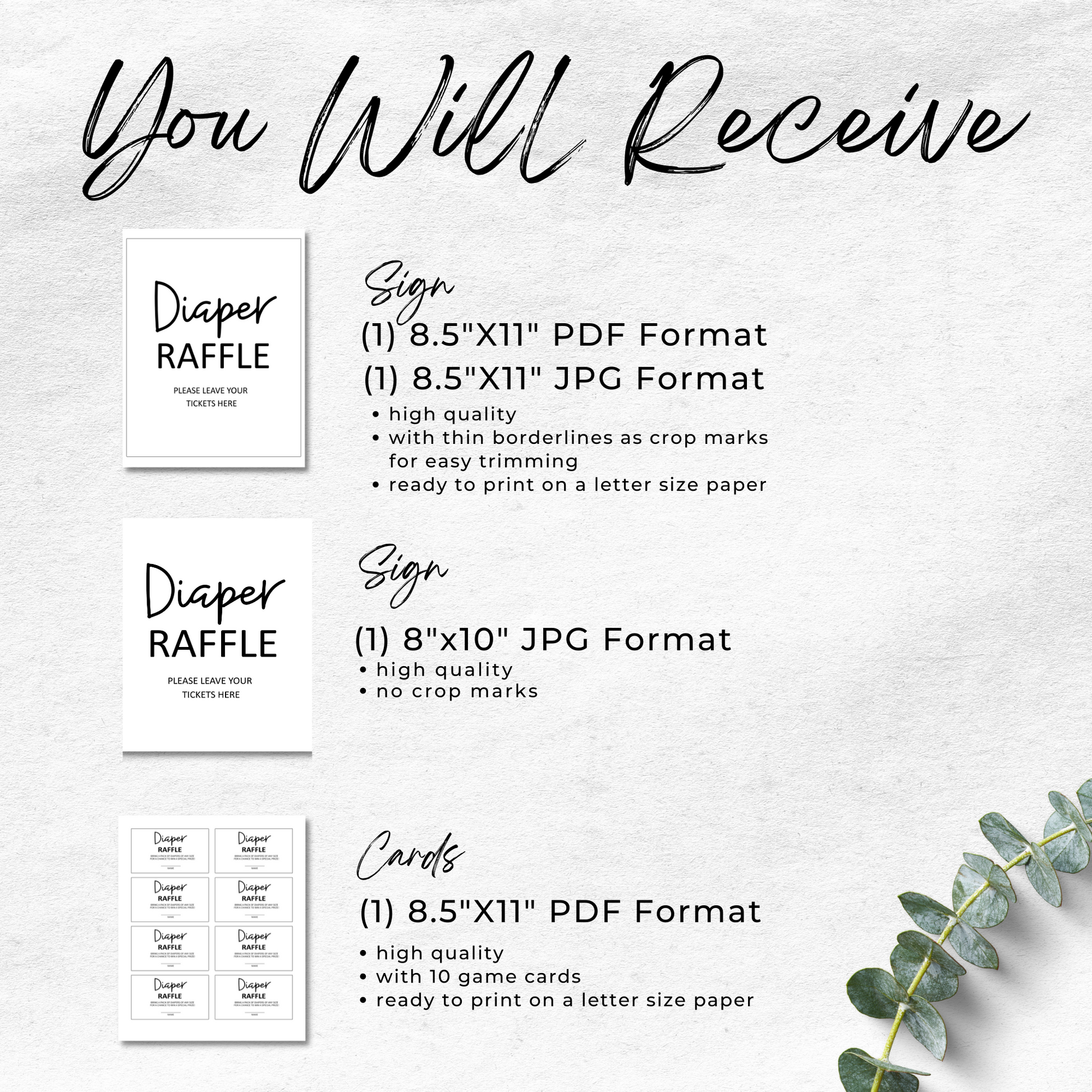 Minimalist Diaper Raffle Card Printable