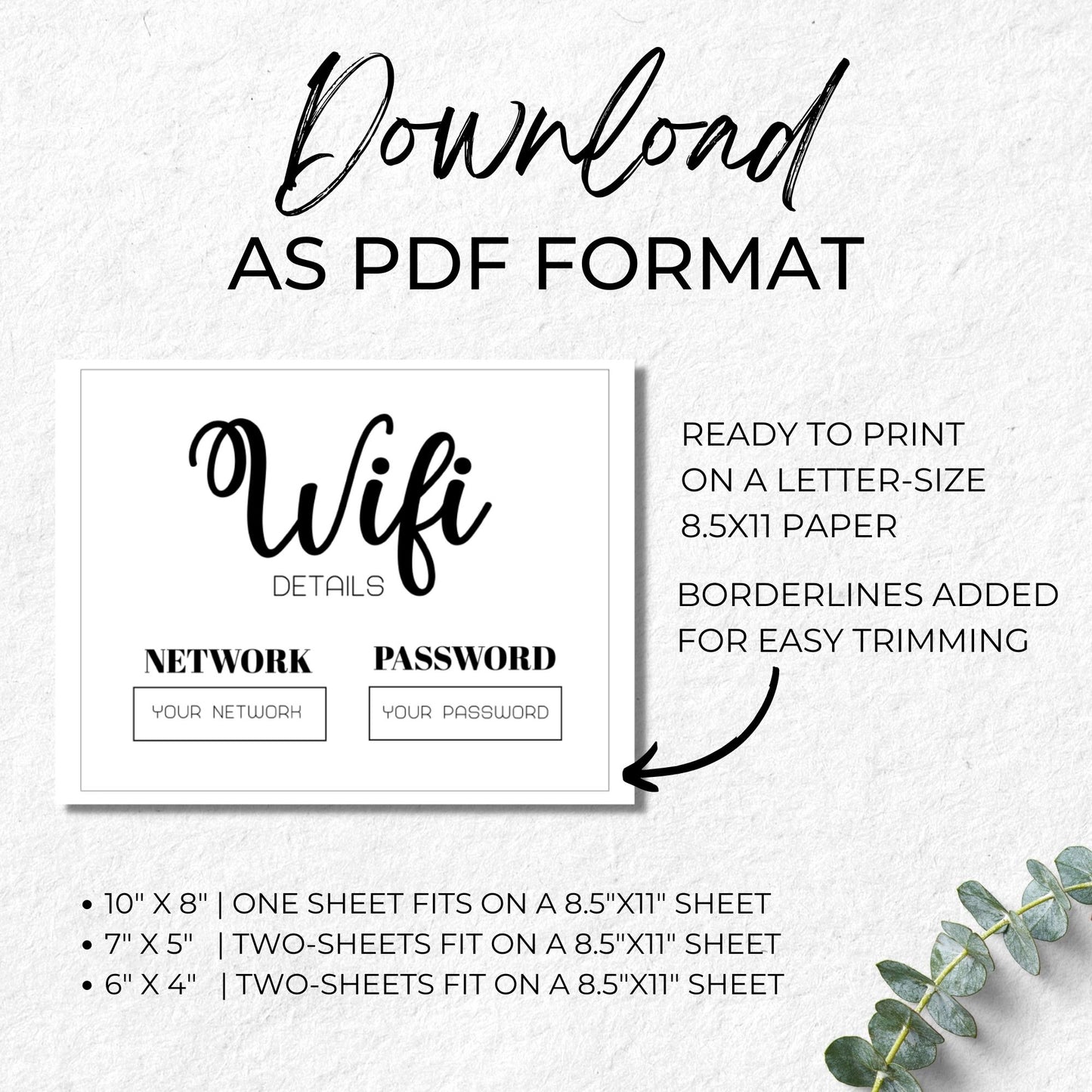 Wifi Password Sign Template