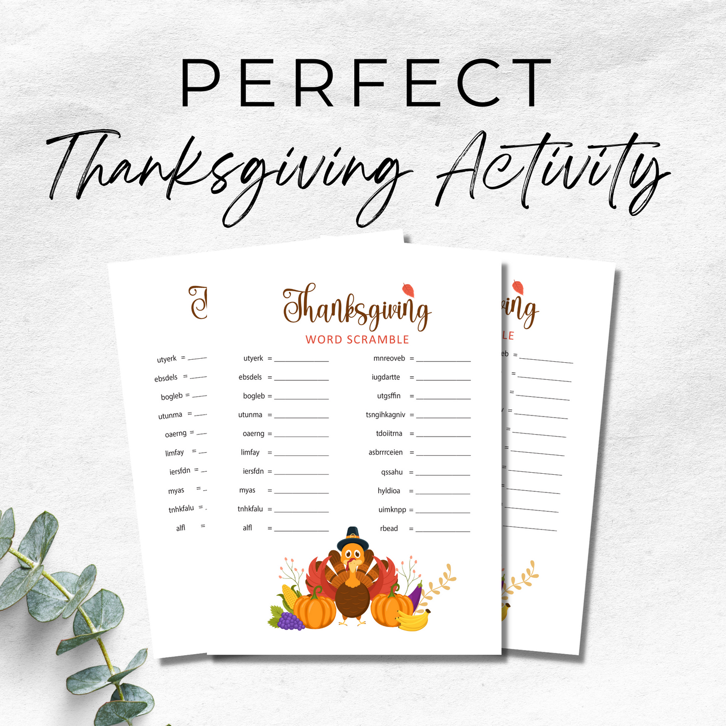 Thanksgiving Game Word Scramble Printable
