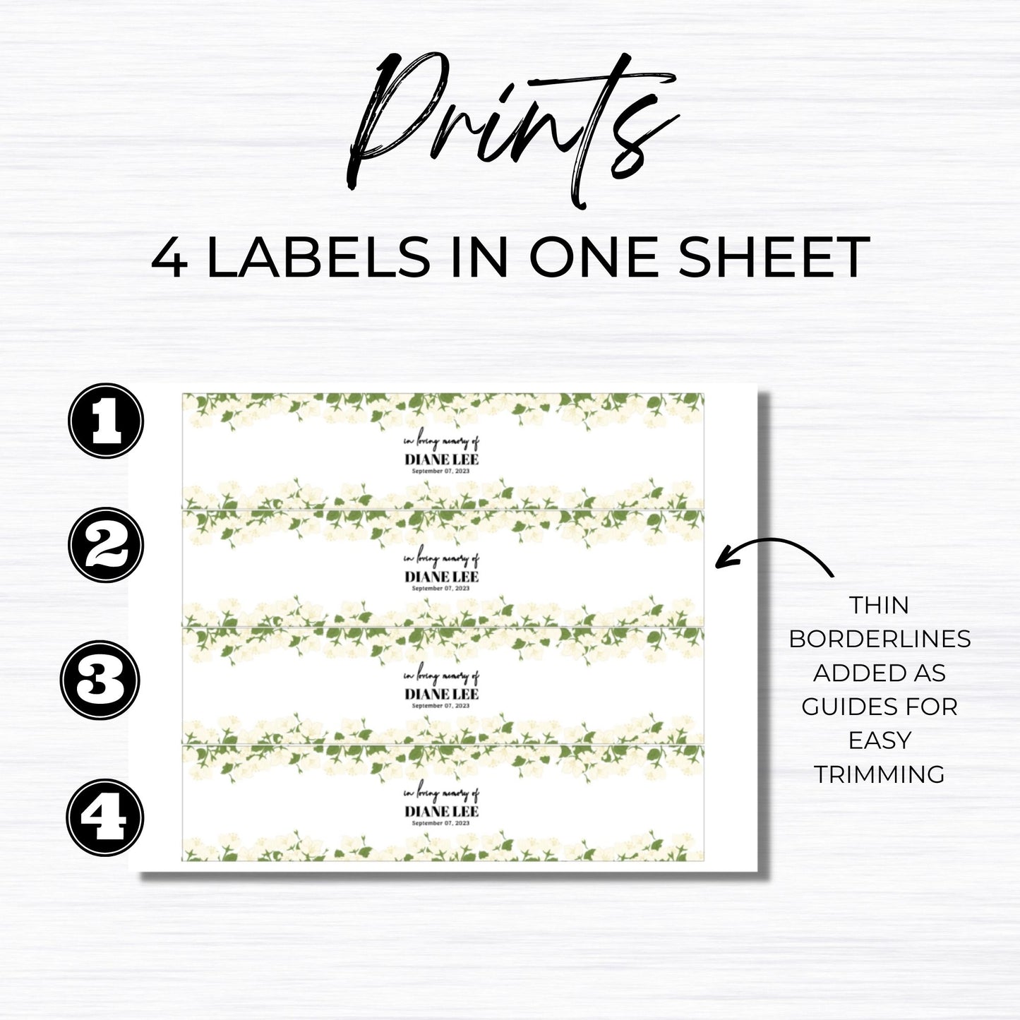 Funeral Water Bottle Label Template - Floral