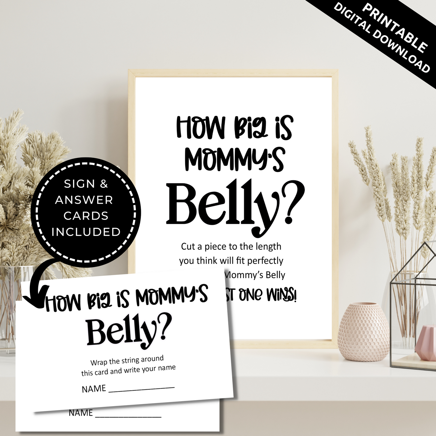 Minimalist How Big is Mommy's Belly Game Printable
