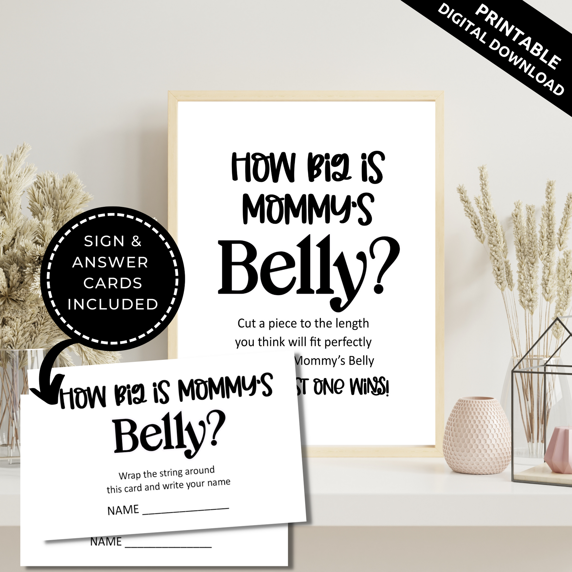 Minimalist How Big is Mommy's Belly Game Printable