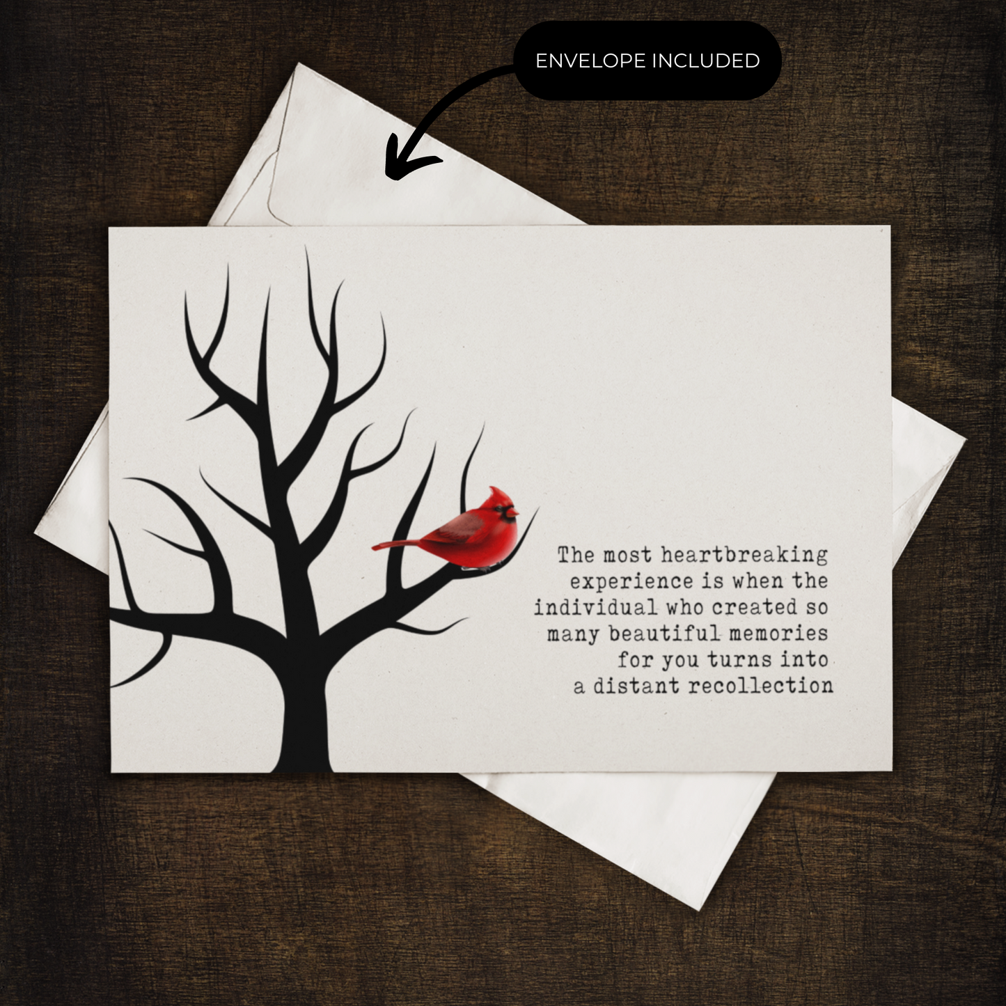 Cardinal Bird Sympathy Card, Bereavement Card, Condolence Card
