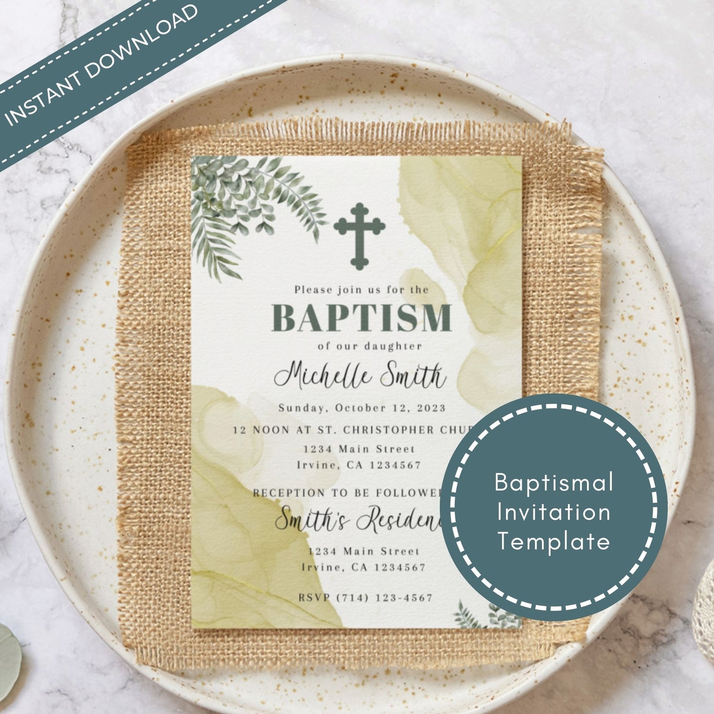 Baptism Invitation Template for a Girl