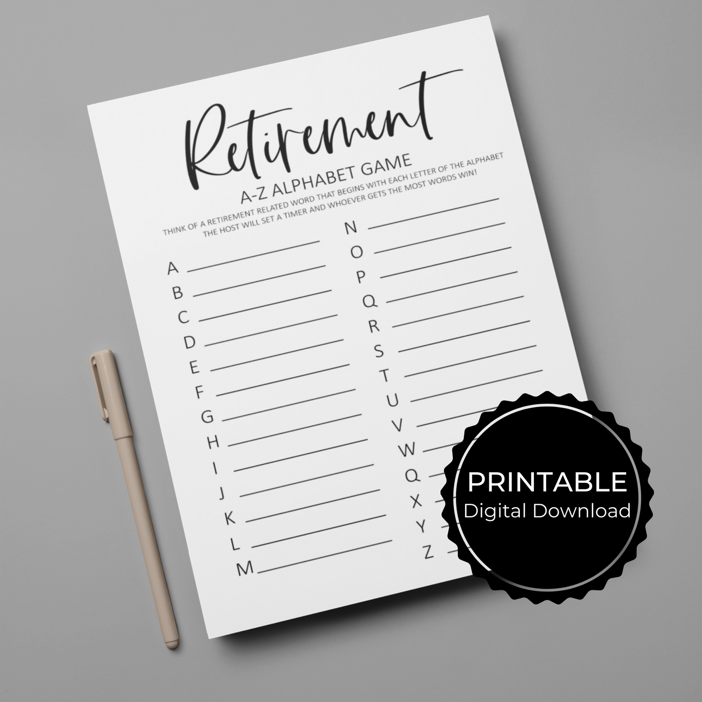 Retirement Games for Coworker