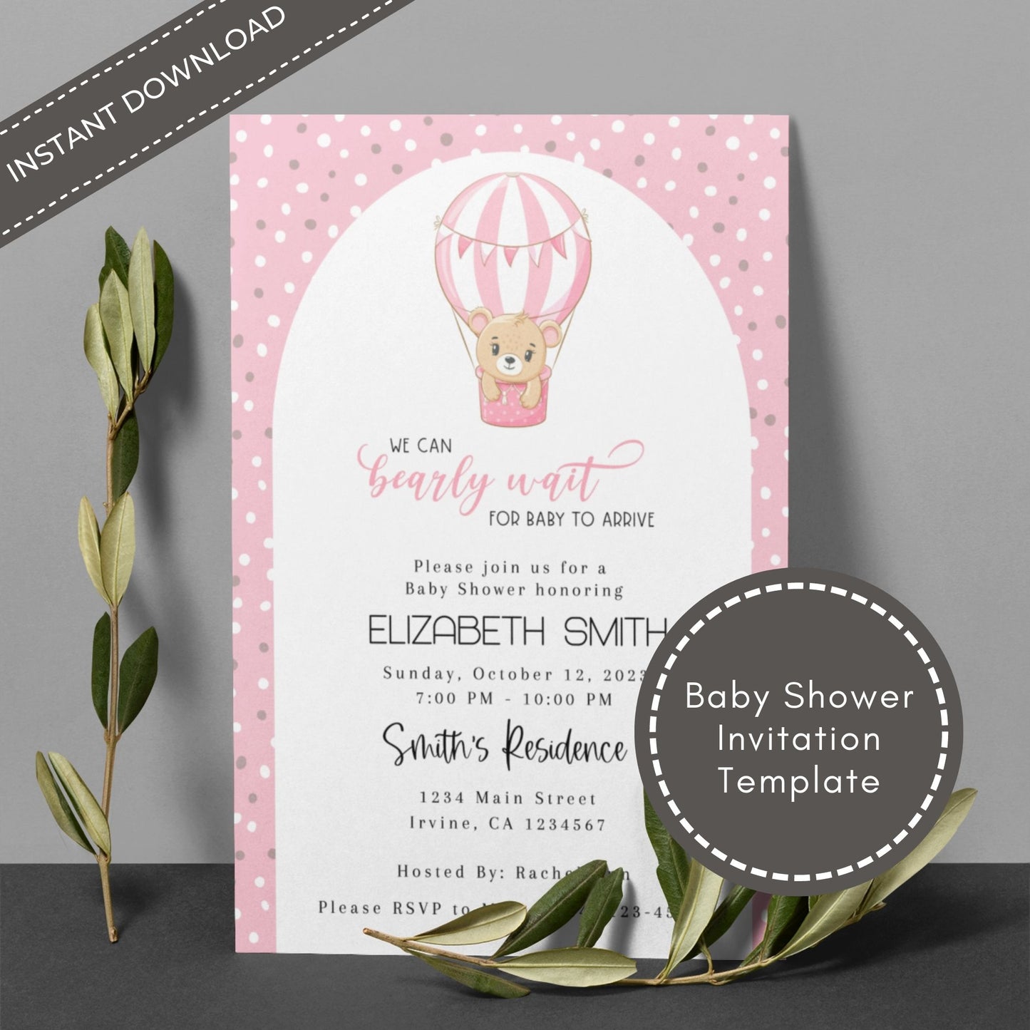 We Can Bearly Wait Baby Shower Invitation Template