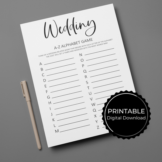 Printable Alphabet Wedding Game - Droo & Aya
