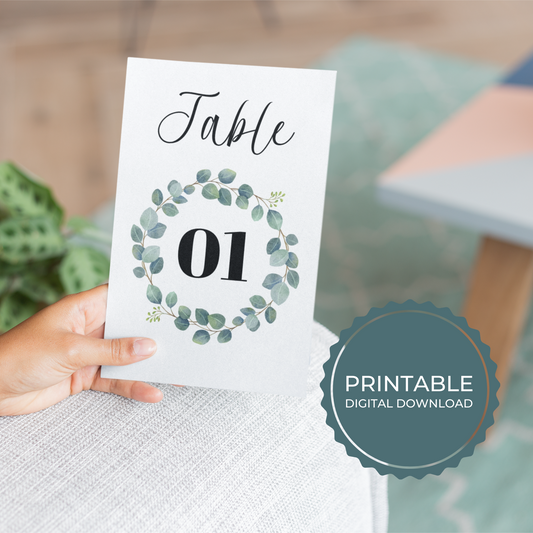 Wedding Table Numbers Printable - Table 1-25