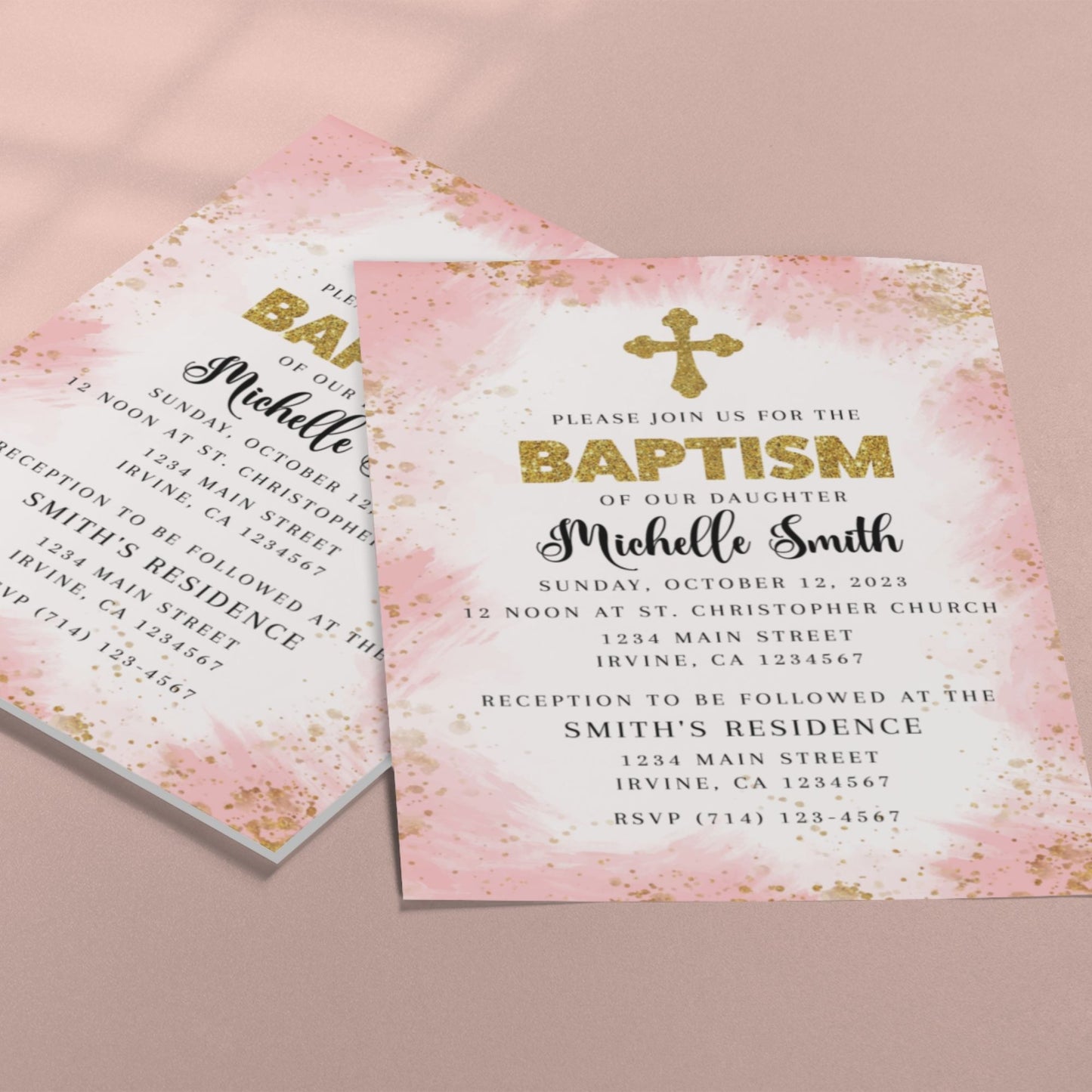 Baptism Invitation Template for a Girl