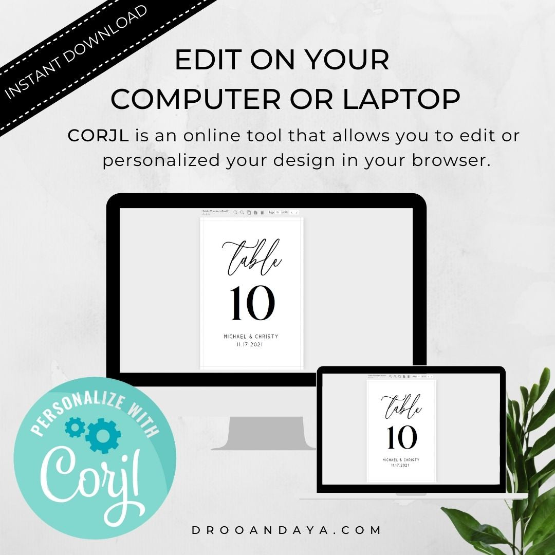 Template Table Numbers Printable - Minimalist - Droo & Aya