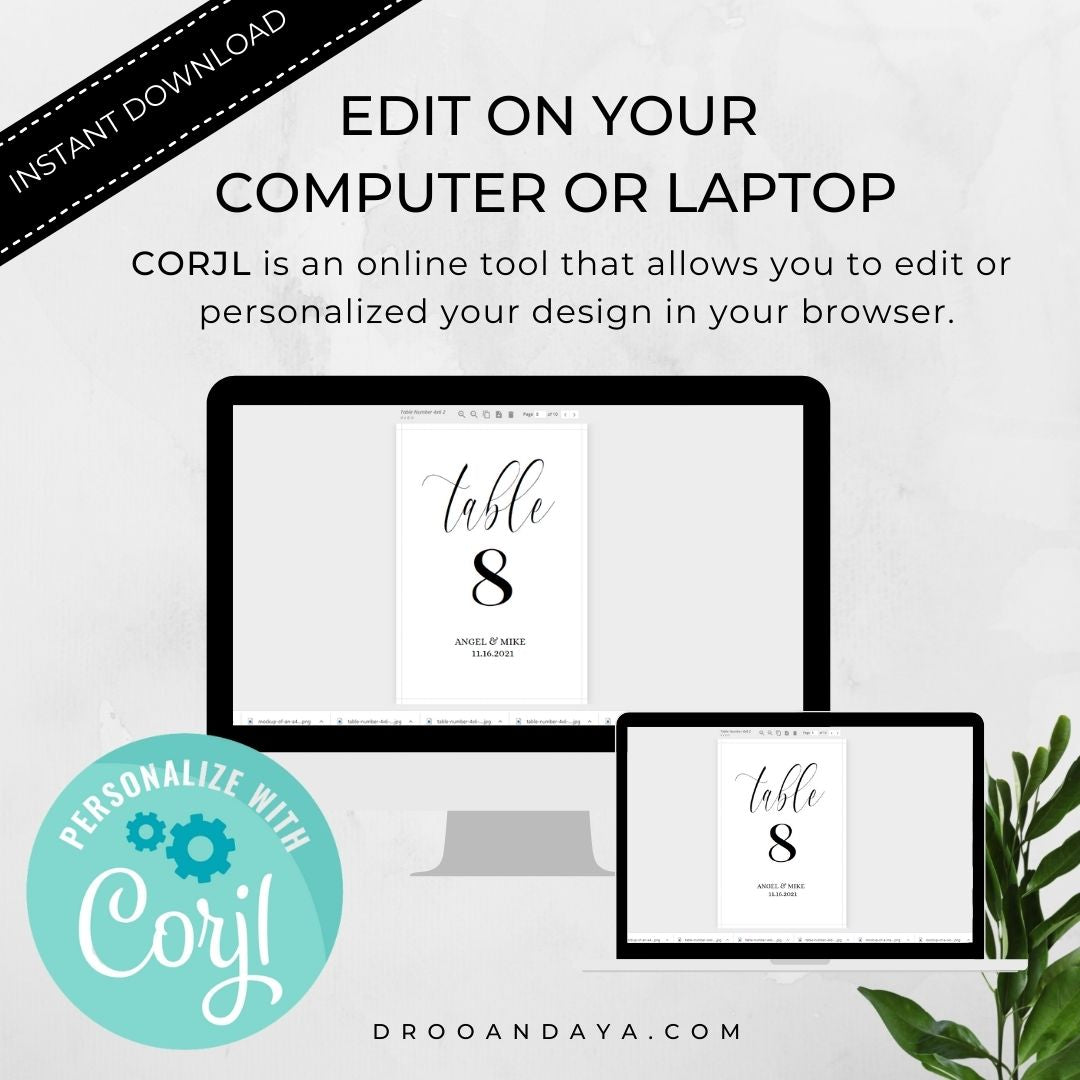 Template Table Numbers Printable - Minimalist - Droo & Aya