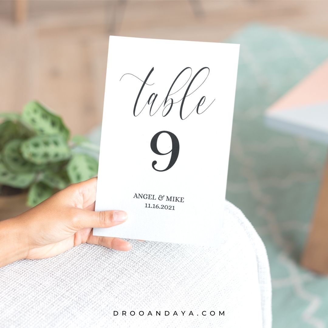 Template Table Numbers Printable - Minimalist - Droo & Aya
