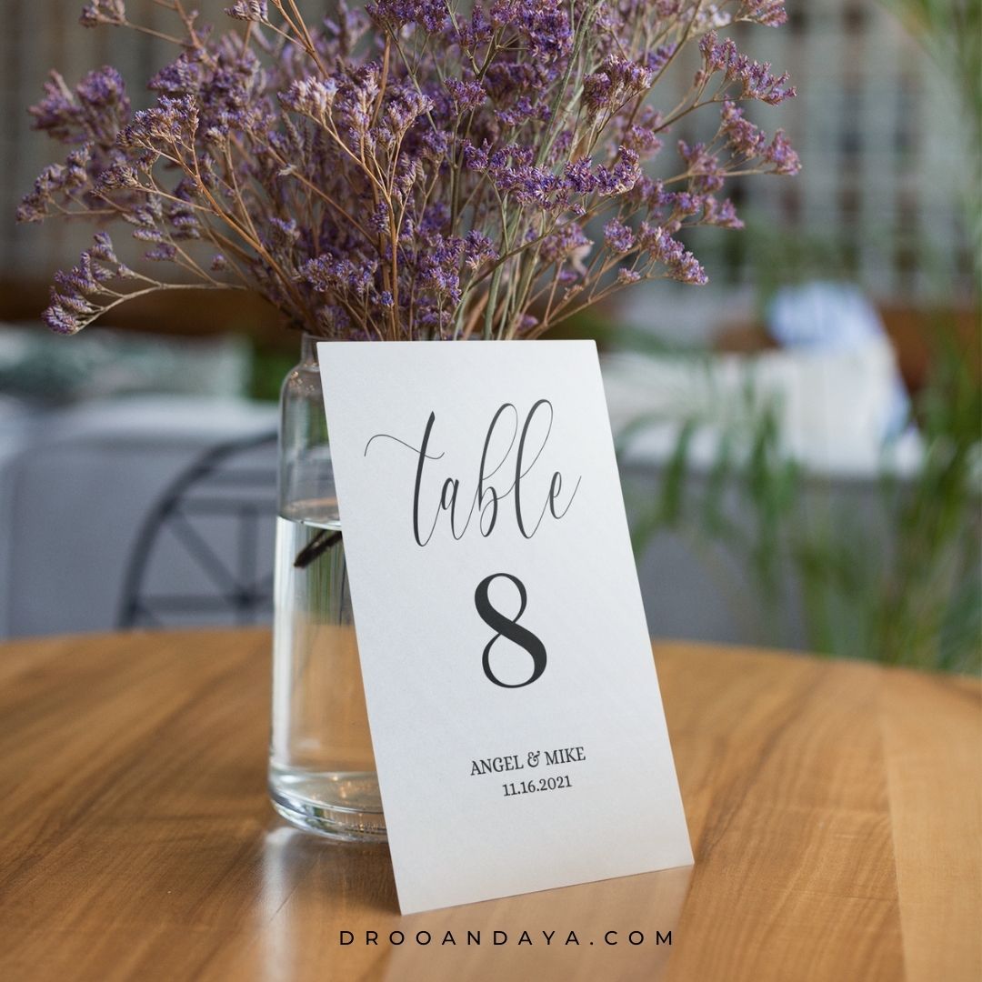 Template Table Numbers Printable - Minimalist - Droo & Aya