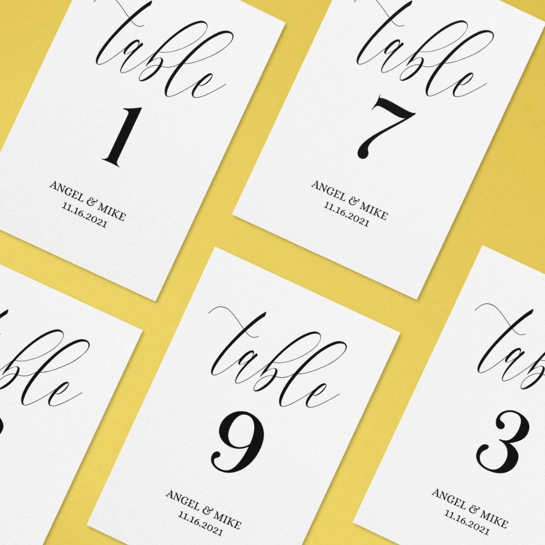 Template Table Numbers Printable - Minimalist - Droo & Aya