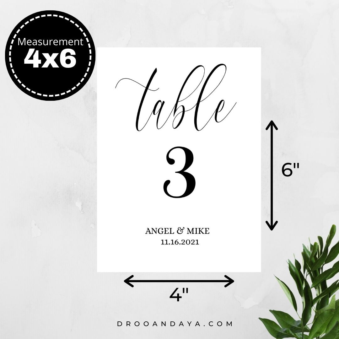 Template Table Numbers Printable - Minimalist - Droo & Aya
