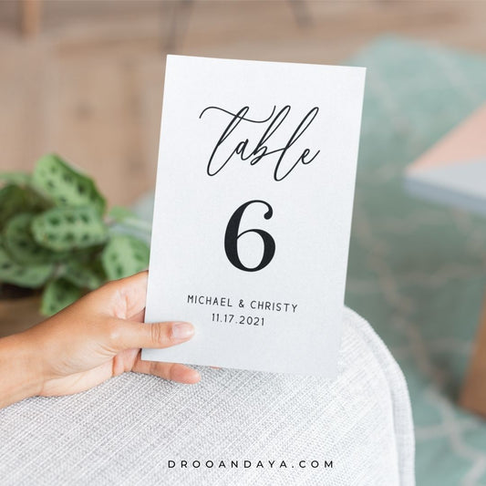 Template Table Numbers Printable - Minimalist - Droo & Aya