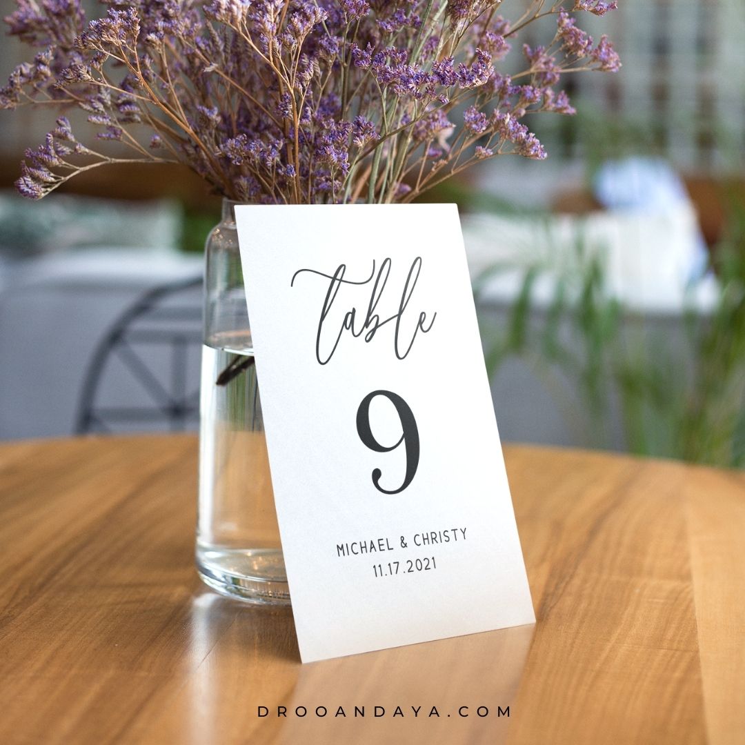 Template Table Numbers Printable - Minimalist - Droo & Aya