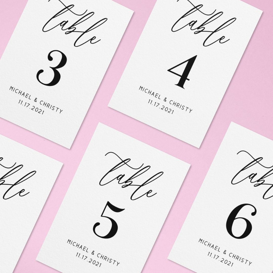 Template Table Numbers Printable - Minimalist - Droo & Aya