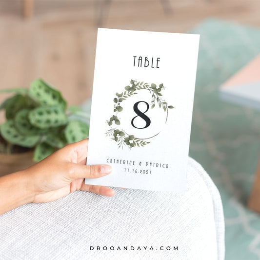 Template Table Numbers Printable - Greenery - Droo & Aya