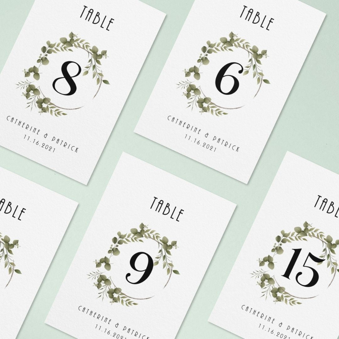 Template Table Numbers Printable - Greenery - Droo & Aya