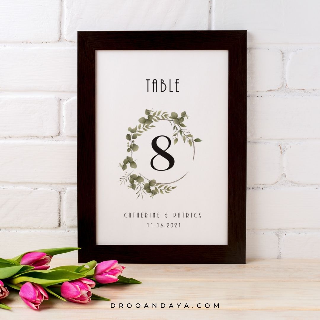 Template Table Numbers Printable - Greenery - Droo & Aya