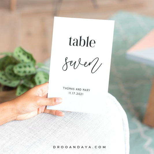 Template Table Numbers Printable - Minimalist - Droo & Aya